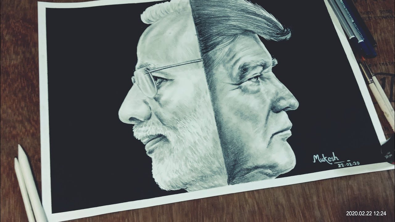 PM Modi,US president Donald Trump beautiful drawing