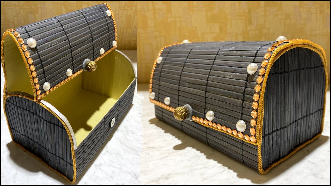 ШКАТУЛКА-СУНДУЧОК ИЗ БАМБУКОВОЙ САЛФЕТКИ.1ЧАСТЬ. CASKET-CHEST FROM BAMBOO NAPKIN.
