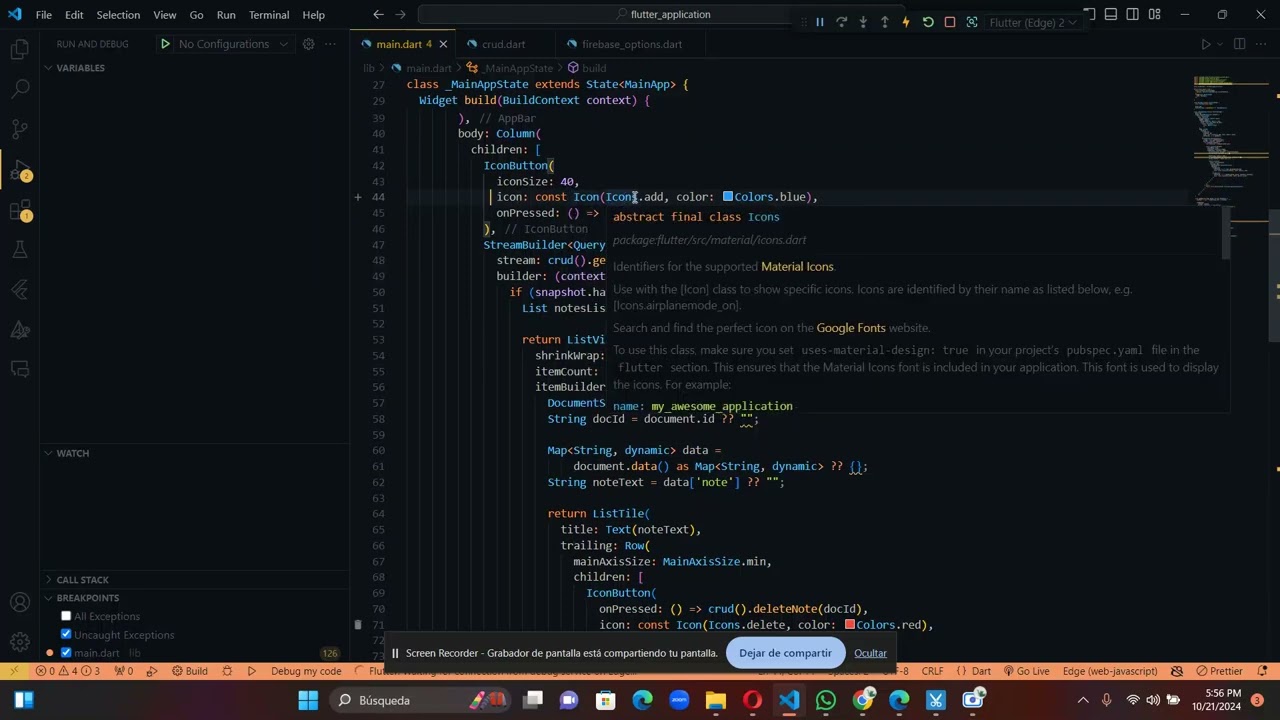 Aplicacion de flutter conectada al firebase