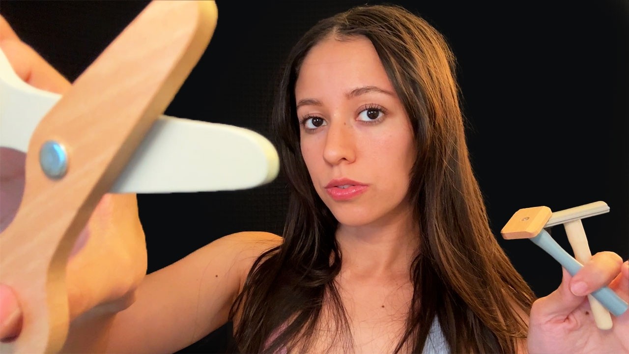ASMR Skin Care, Corte de Pelo y Maquillaje DE MADERA 🪵