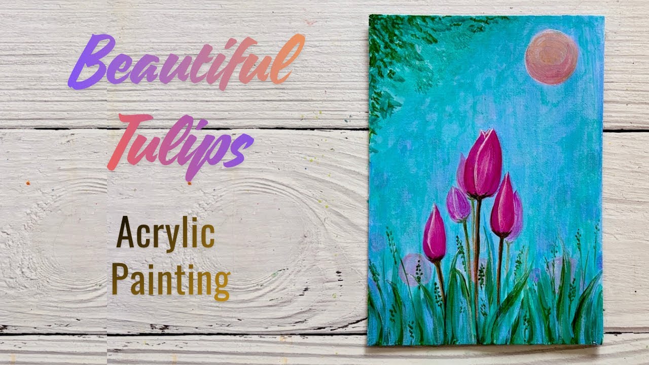 Modern Flower Painting |Acrylic Painting| Relaxing| Easy Painting For Beginner |Tulip Flowers