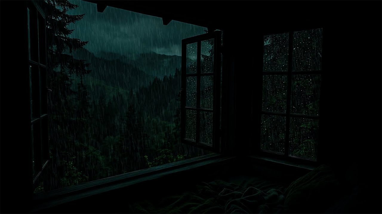 Slow Rainfall at Midnight Outside Bedroom | Cozy Window Sounds for Fast Sleep