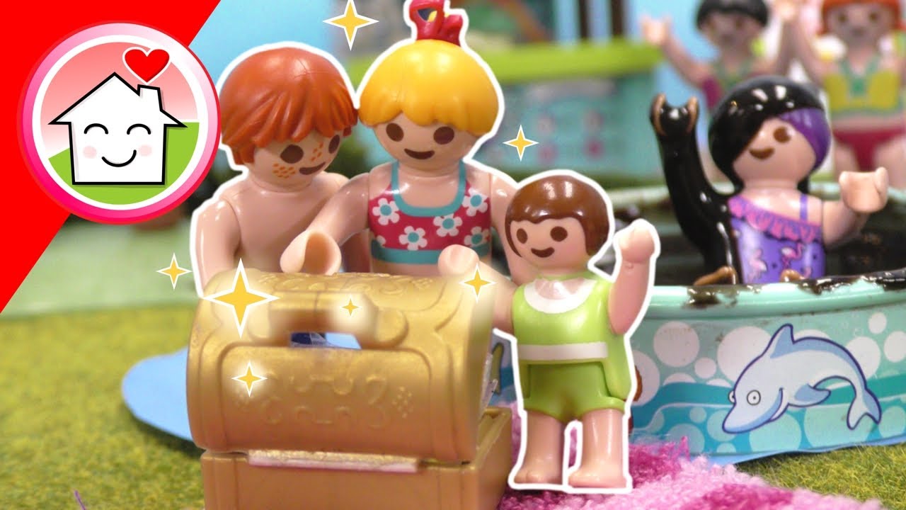 Playmobil Familie Hauser - Schatzsuche im Aquapark mit Lena, Malte und Rosabella