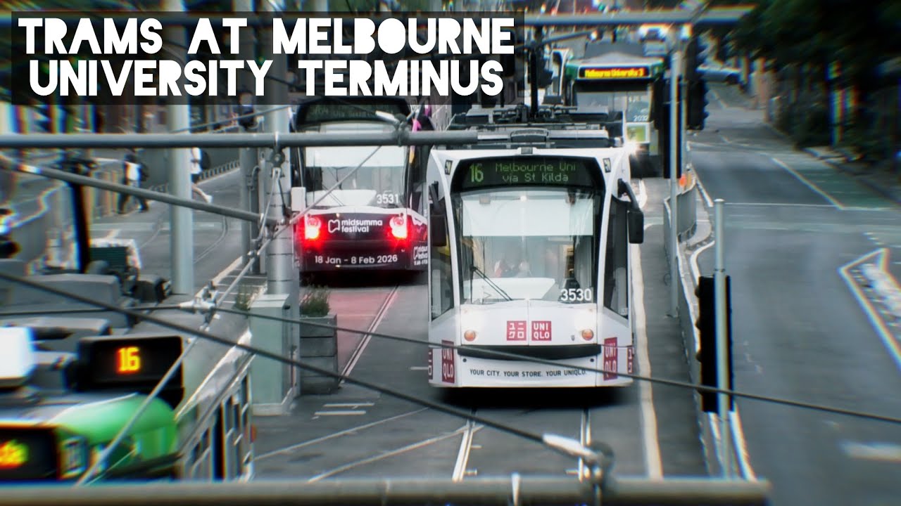 Trams at Melbourne University - January 2026