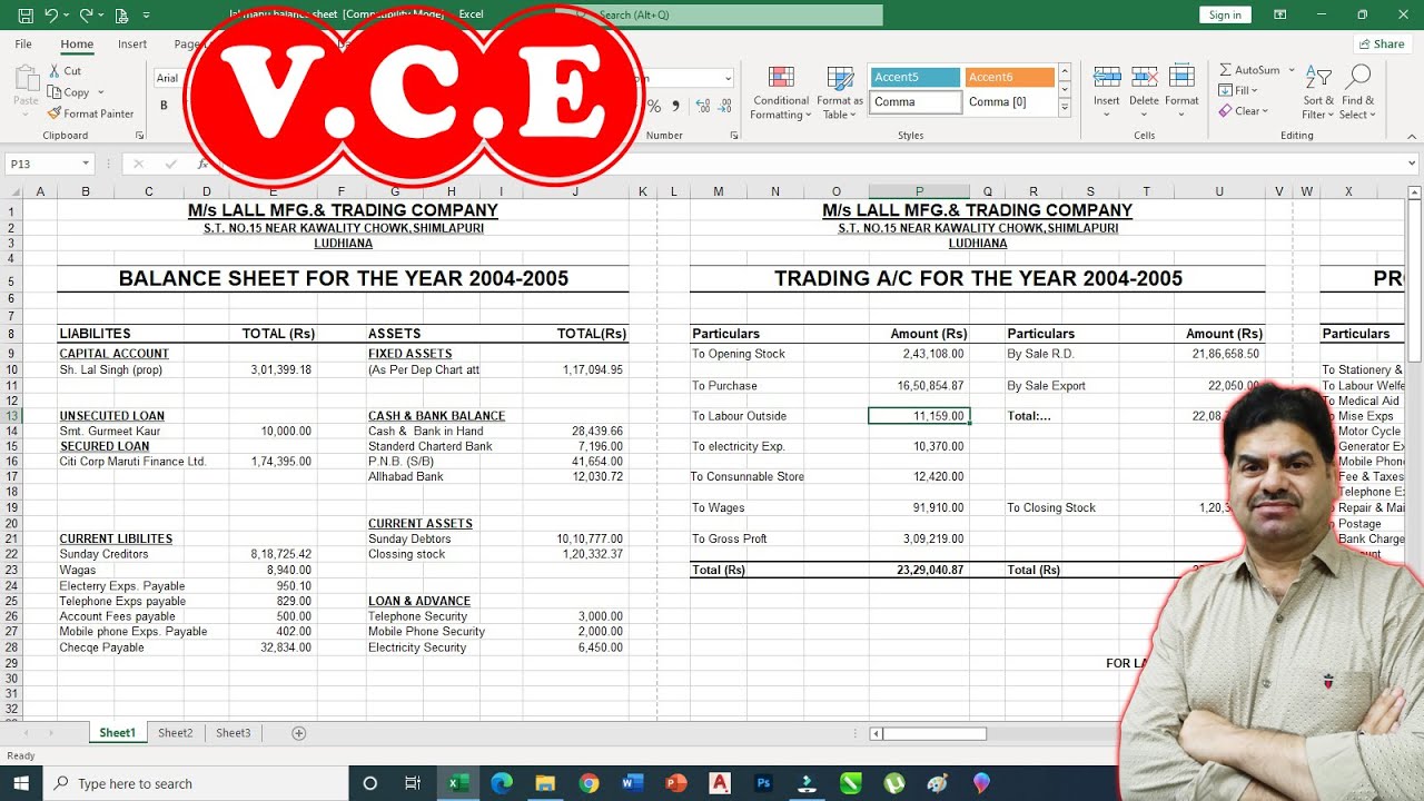 HOW TO MAKE BALANCE SHEET AUTOMATIC WITH EXCEL FORMULA IN HINDI BY VCE