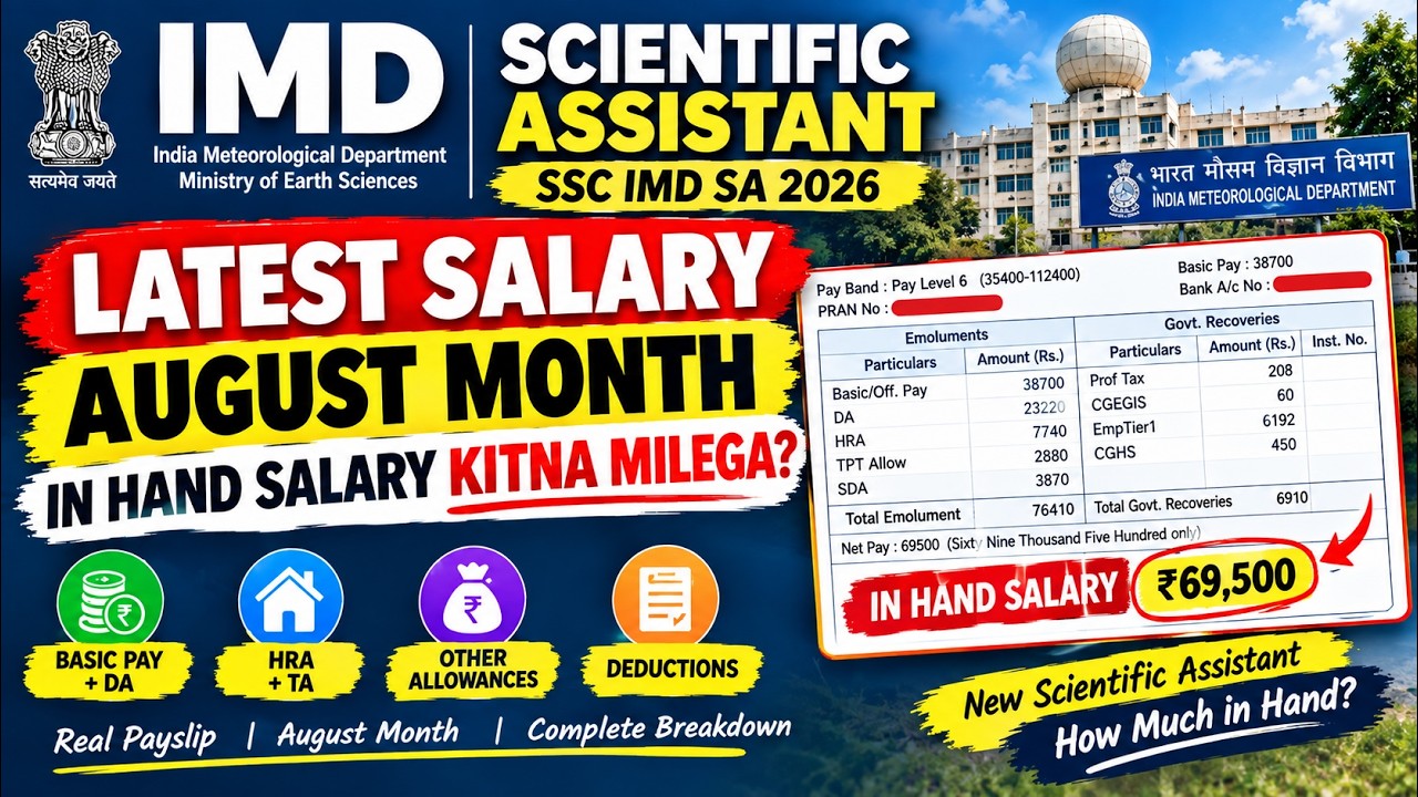 SSC IMD Scientific Assistant Salary 2026 | What is the In-Hand Salary?
