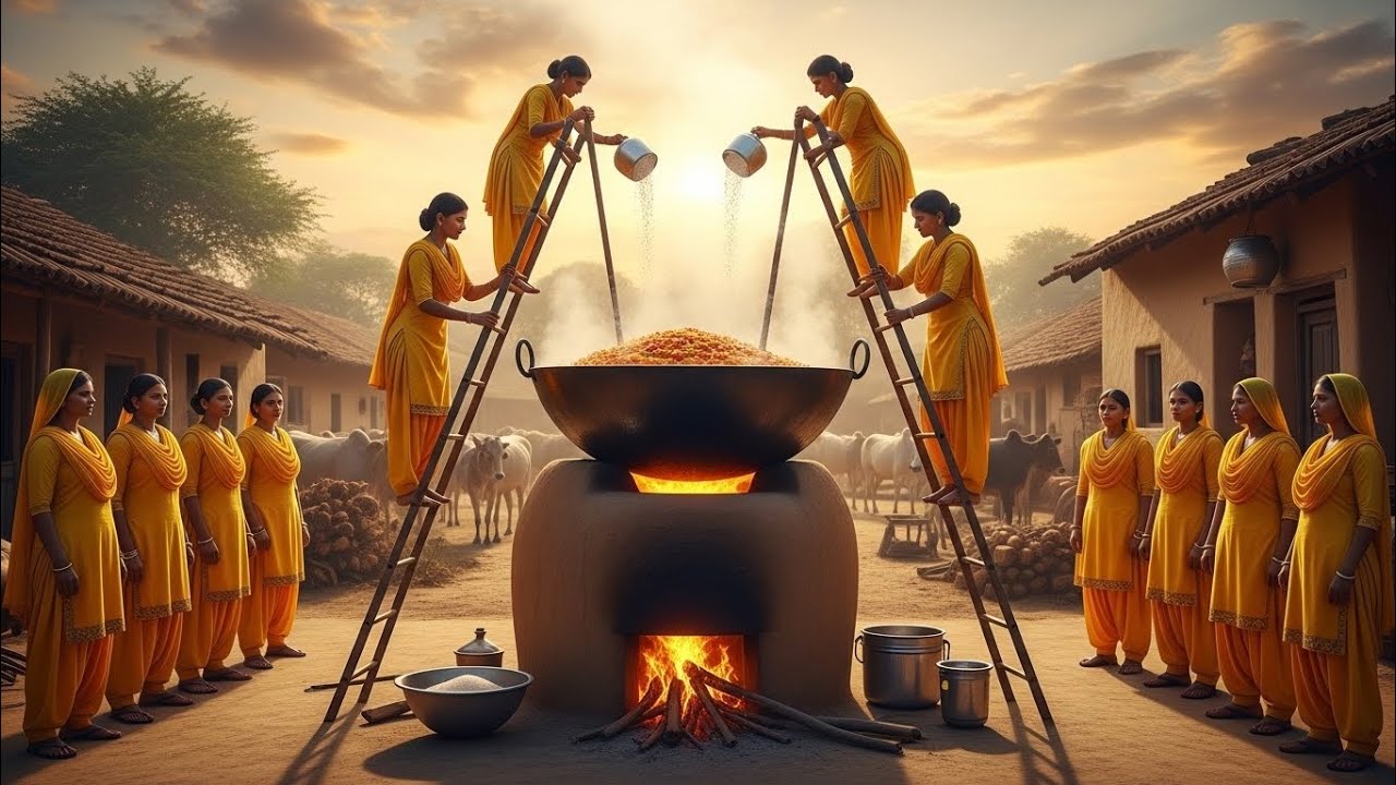 👉👉 50 Feet Ki Lambi Gagar Mein Bana Halwa 😱 Pura Pind Kha Gaya | Biggest Village Feast Ever!”