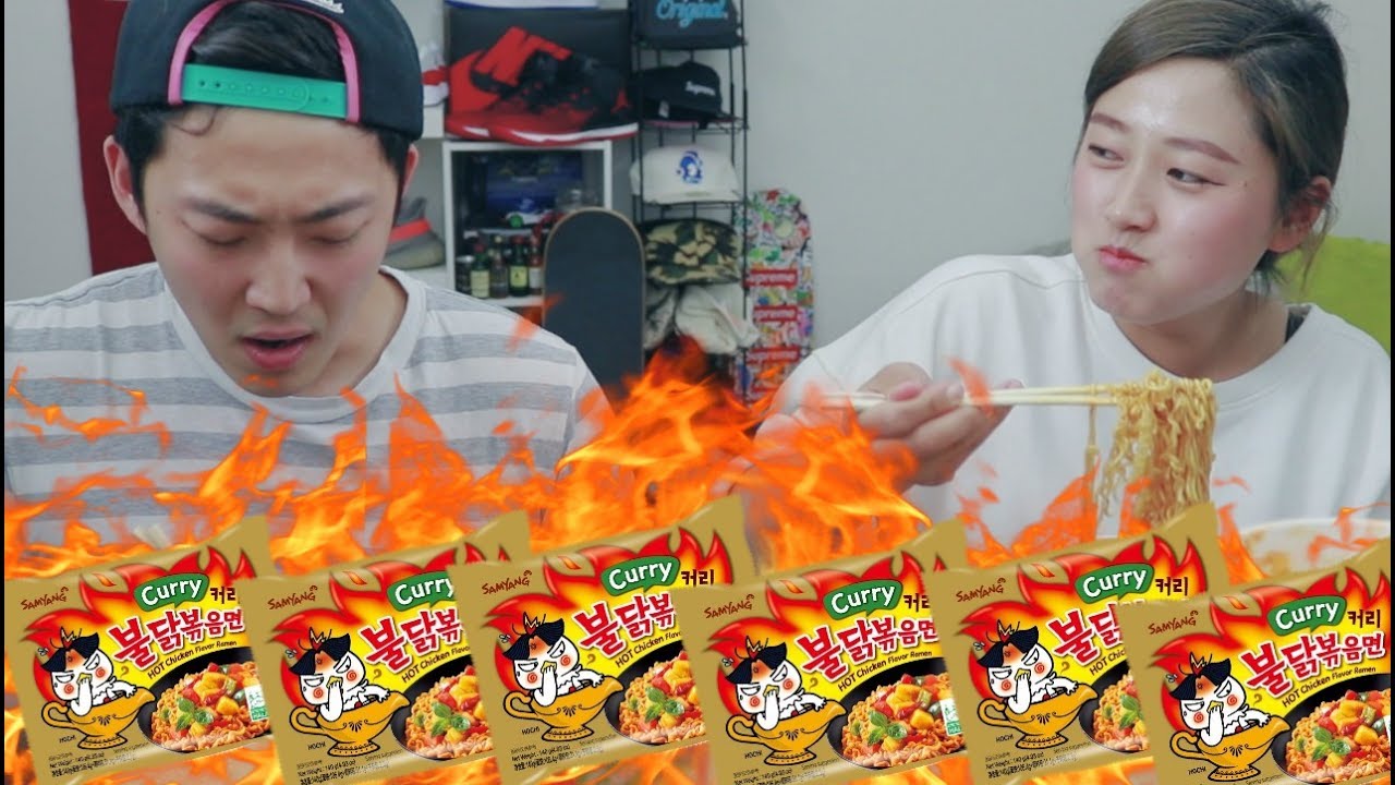 SPEEDX2 Curry Super Spicy Noodle Challenge w/ Girlfriend !!