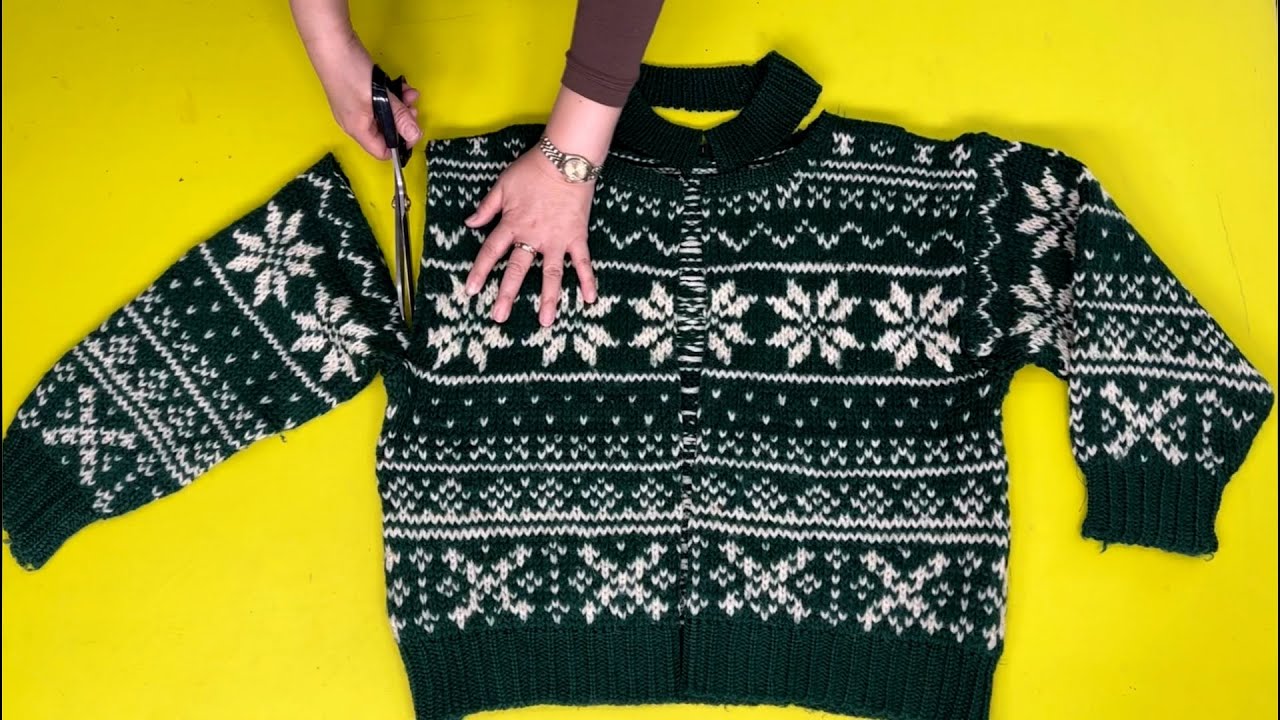 [DIY] Посмотрите, как преображается 20-летний свитер. | Вы только посмотрите на изменение!