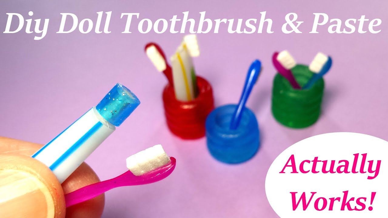 DIY Miniature Doll Toothbrush, Holder, & Working Toothpaste - Bathroom Accessories