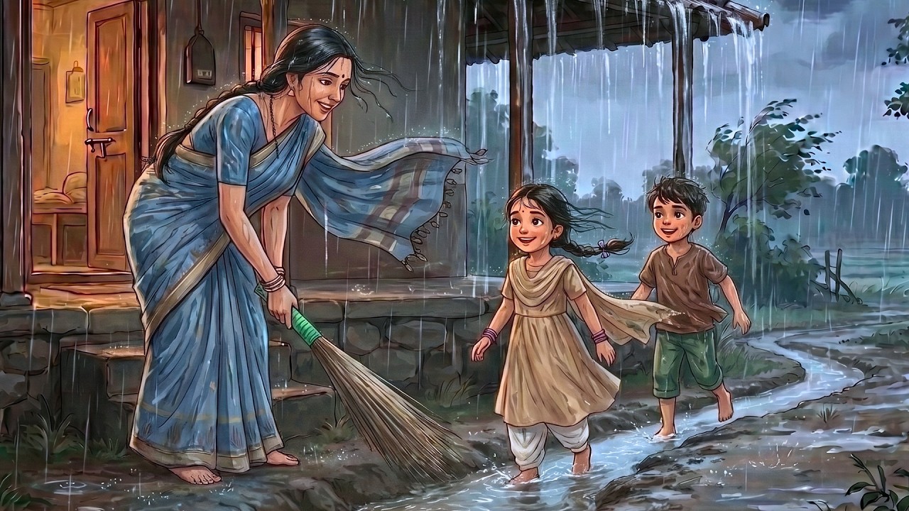 1990s Rainy Indian Village Life 🌧️ | A Rainy Day in a Village Mother's Life | Ghibli Style ASMR
