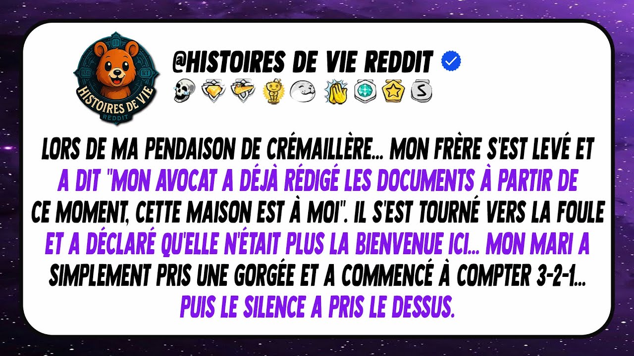 À la fête de famille, mon frère a crié : « Maintenant, je suis le propriétaire de cette maison…