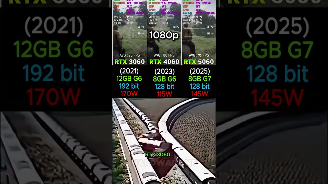 RTX 3060 VS RTX 4060 VS RTX 5060 #shorts #pcgaming #pc #graphicscard #gpu #gaming #comparison