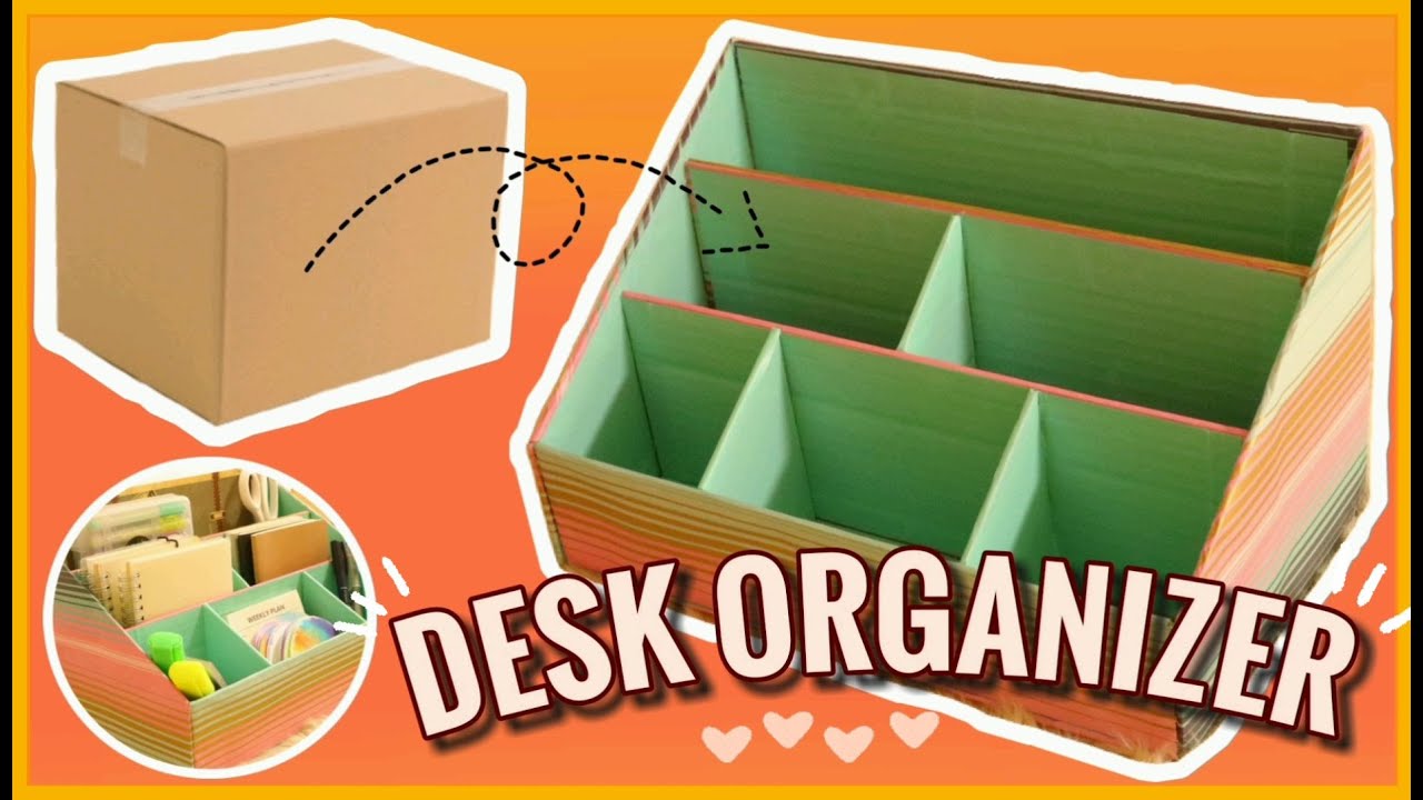HOW TO MAKE A DESK ORGANIZER FROM CARDBOARD BOX - Easy & Small