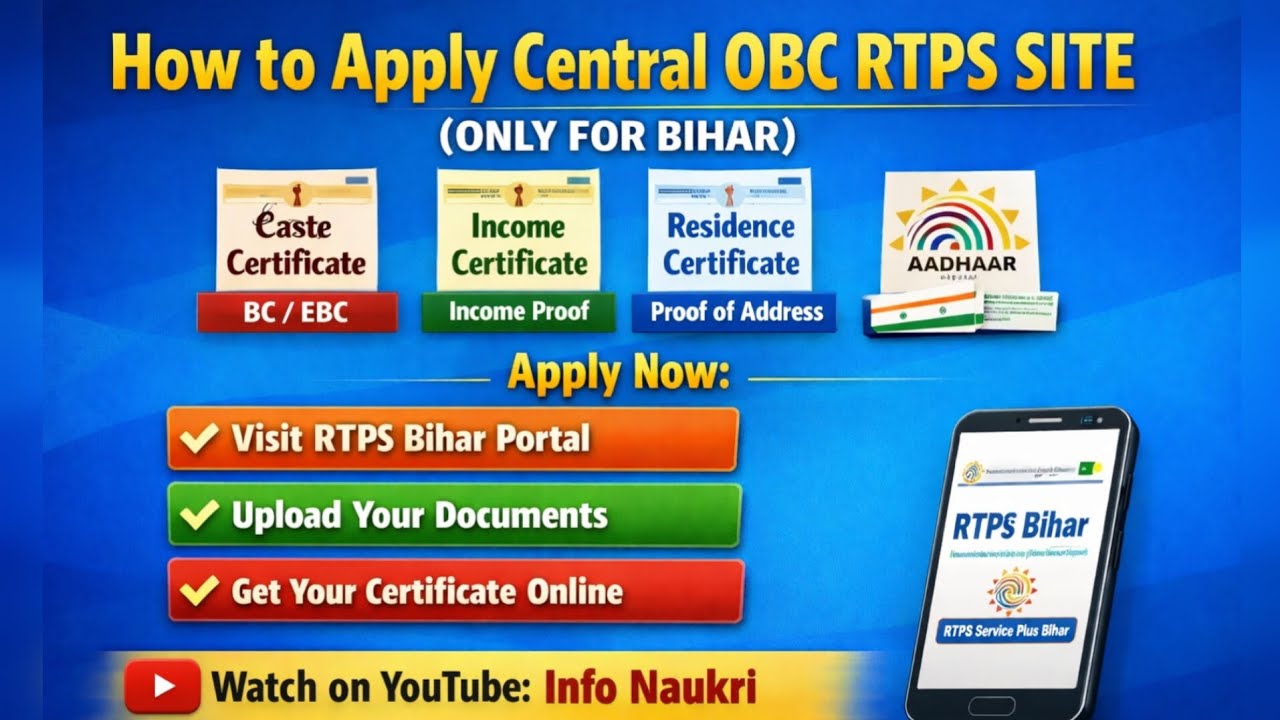 Central OBC Certificate Kaise Banaye 2026 | RTPS Bihar Step by Step #obc #rrbgroupd2026 #rtpsbihar