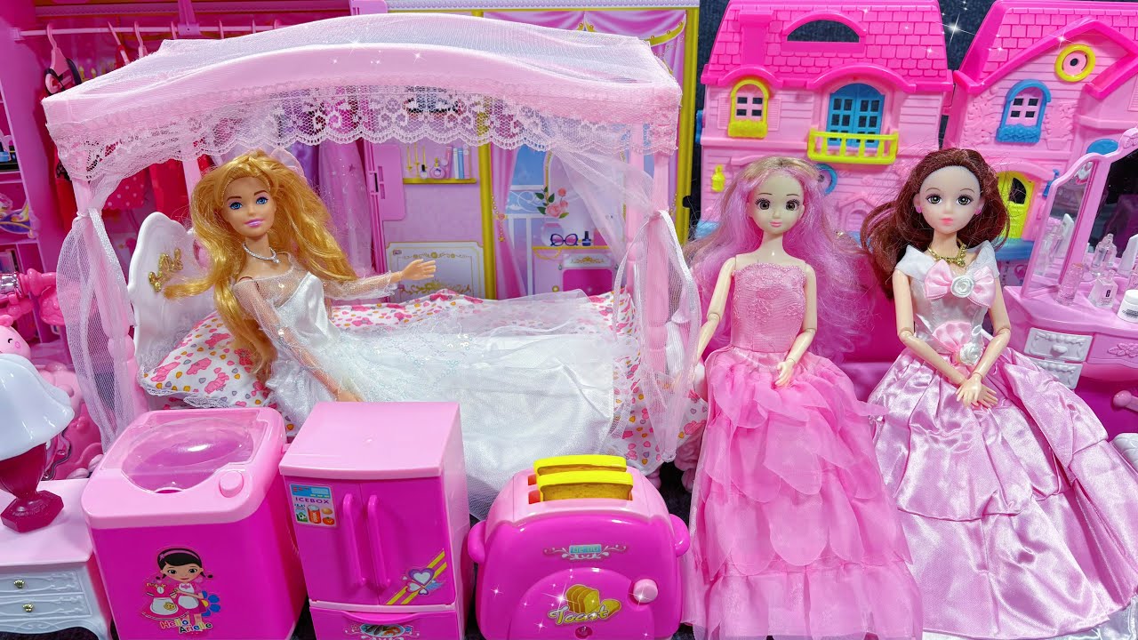 9 Minutes Satisfying with Unboxing Barbie Princess Cozy Bedroom Dress Up PlaysetASMR | Review Toys