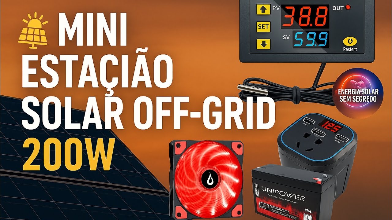 MINI ESTAÇÃO SOLAR PORTÁTIL CASEIRAAUTONOMIA DE ATÉ 200W