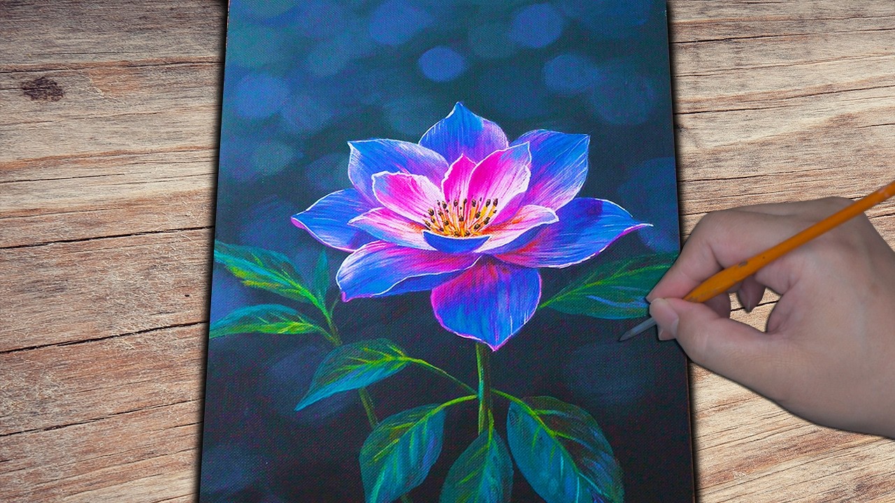 Flower Painting in Acrylic | Acrylic Painting | Daily Challenge 107