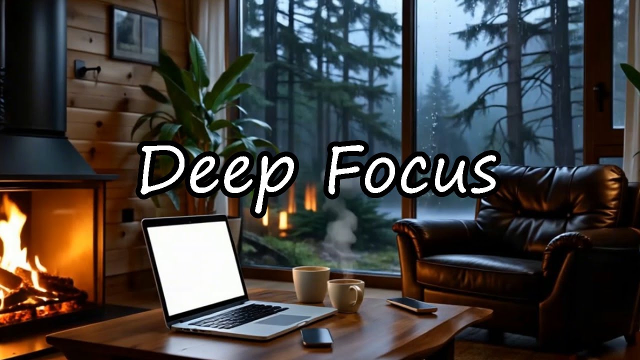 Deep Focus Music by the Fireplace 🌧️🔥 | Rainy Night Ambience for Work & Study