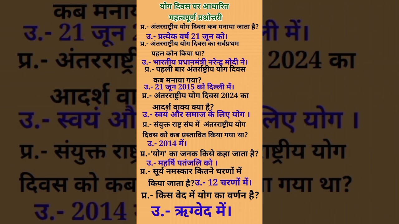 World Yoga Day|Antarrashtriya Yog Diwas Kab Manaya Jata Hai#What Is The Theme  World Yoga Day 2024#