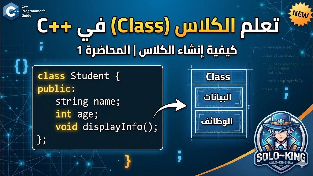 برمجة C++ شرح الكلاس Class المحاضرة الاولى كيفية انشاء الكلاس