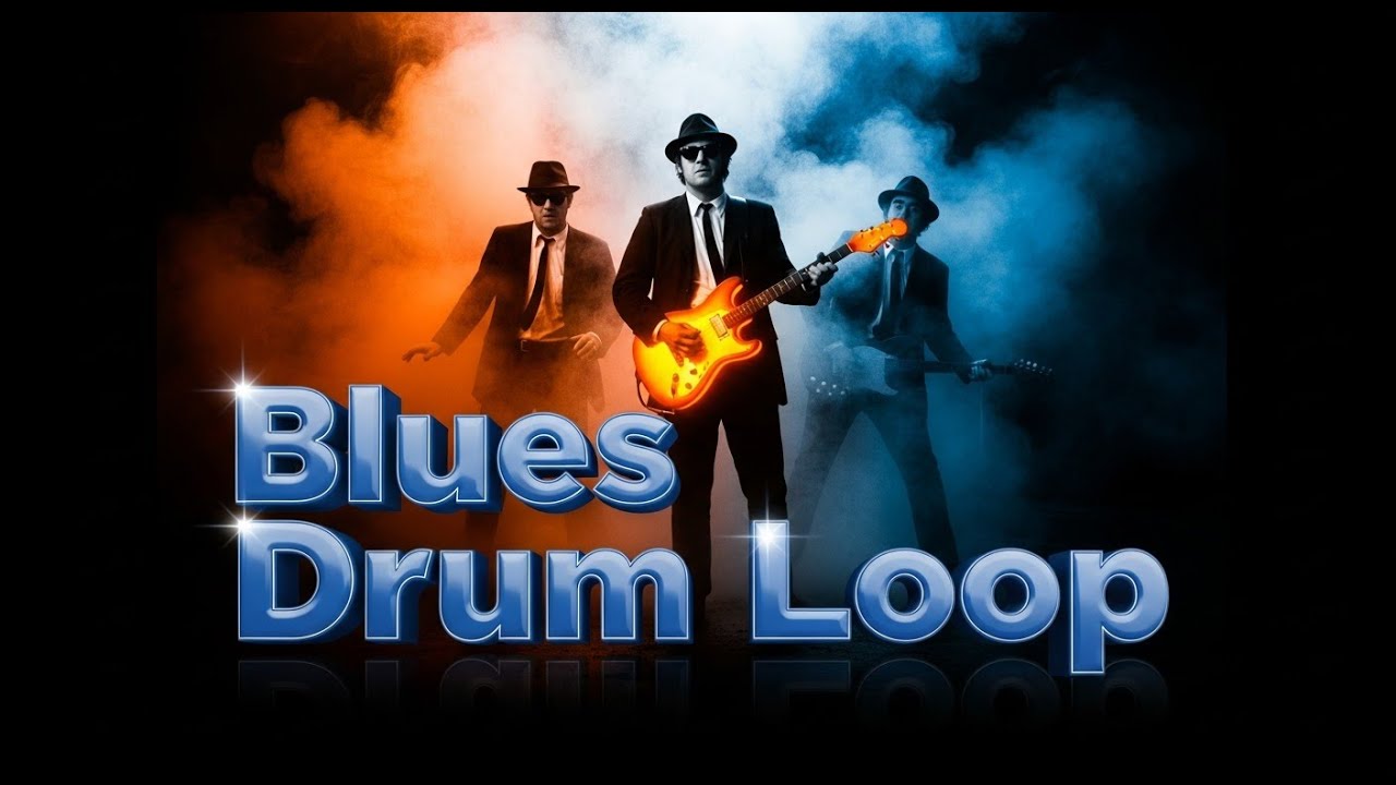 10 min long Blues Drum Loop at Medium Speed for Live Blues Guitar Performances