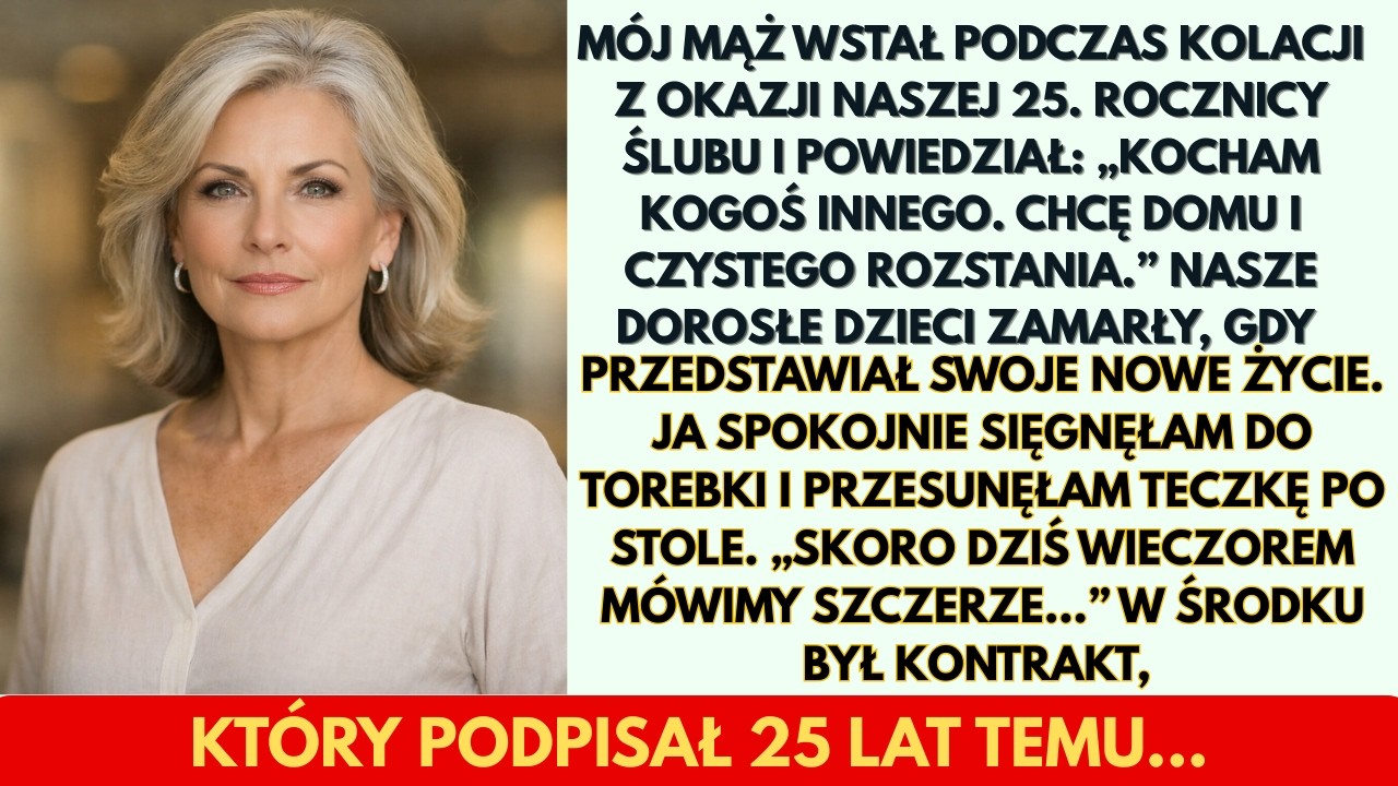 Podczas kolacji z okazji naszej 25. rocznicy ślubu mój mąż powiedział, że odchodzi do innej kobiety…