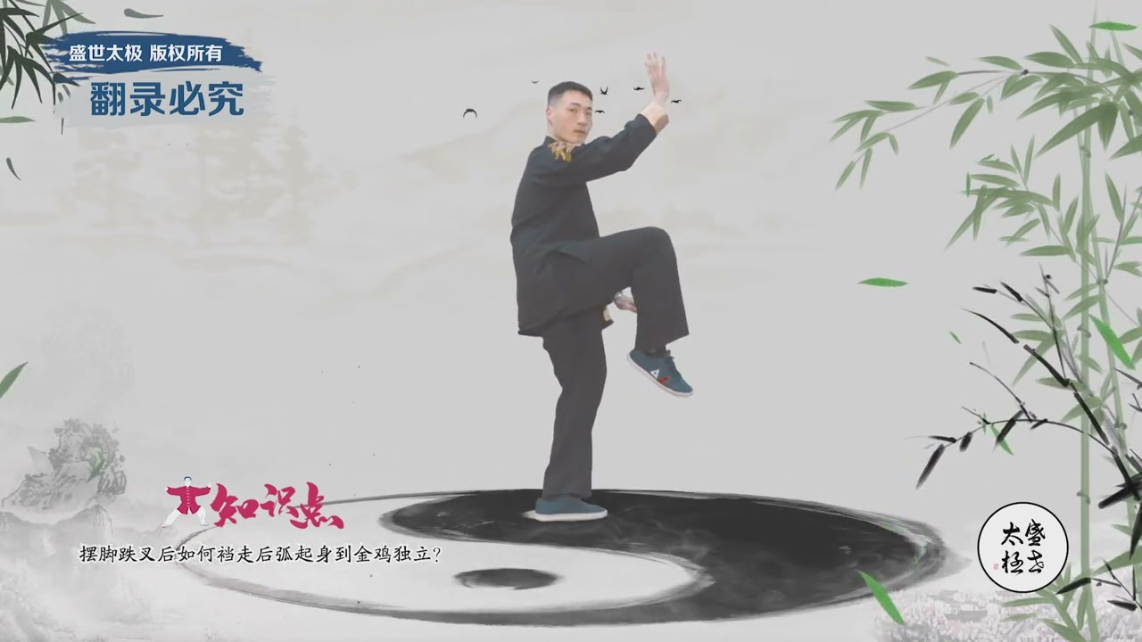 【太极拳】摆脚跌叉后如何裆走后弧起身到金鸡独立  陈正雷关门弟子刘左龙教练讲解