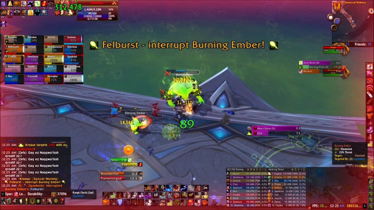 Mythic Krosus Kill by Death Penalty (Enhance Sham and Frost Mage PoV)