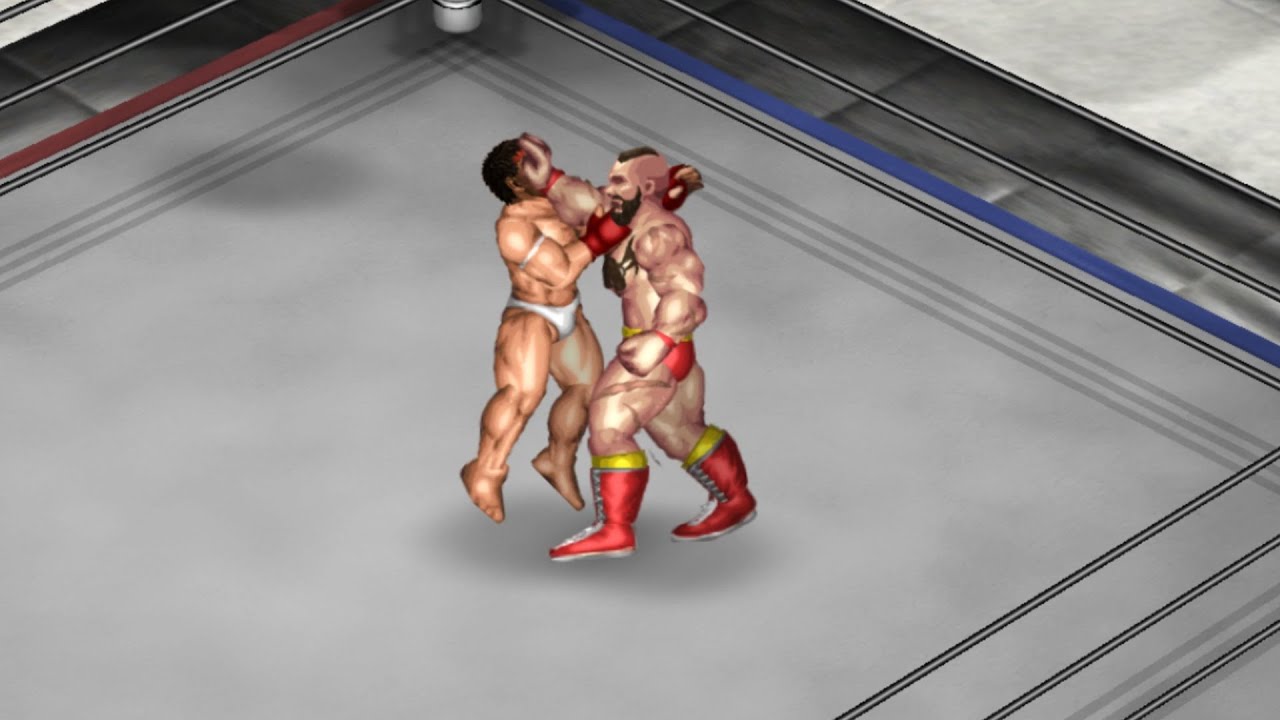 Zangief squash Ryu in the ring (Fire Pro Wrestling World Male Ryona)