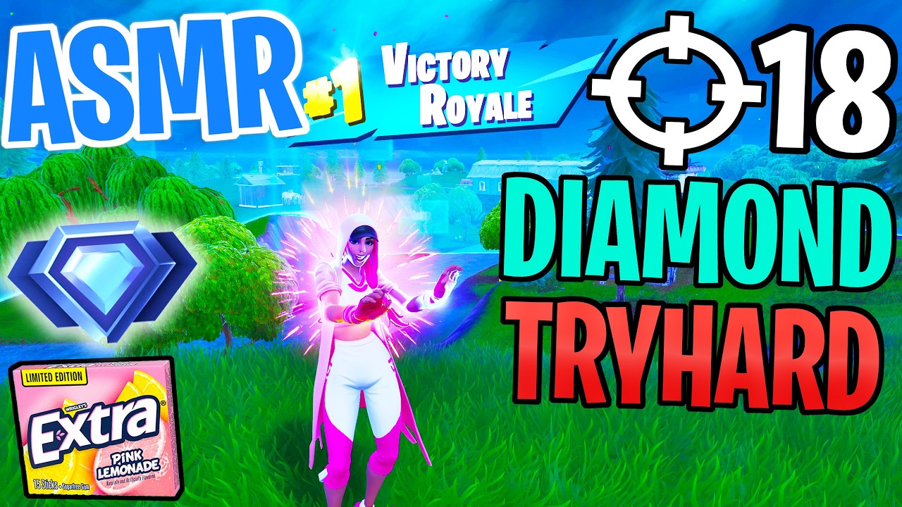 ASMR Gaming 😴 Fortnite Diamond Rank Win! Relaxing Gum Chewing 🎮🎧 Controller Sounds + Whispering 💤
