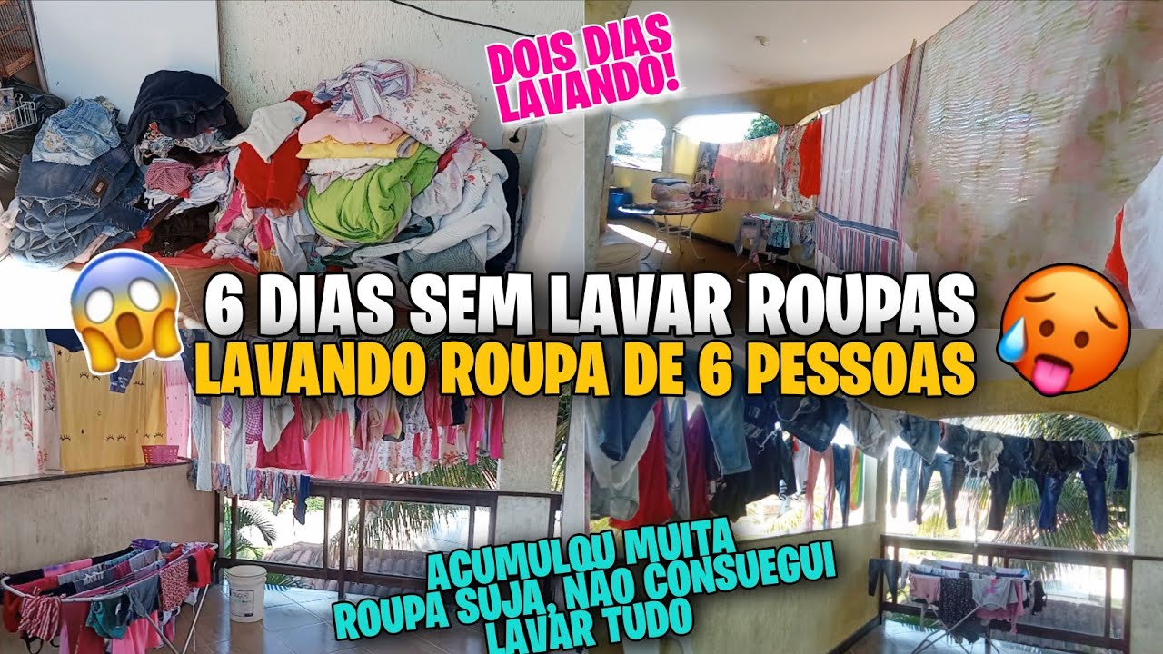 🥵6 DIAS SEM LAVAR ROUPAS//ACUMULOU MUITA ROUPA PRA LAVAR//LAVANDO ROUPAS DE 6 PESSOAS//NÃO CONSUEG..