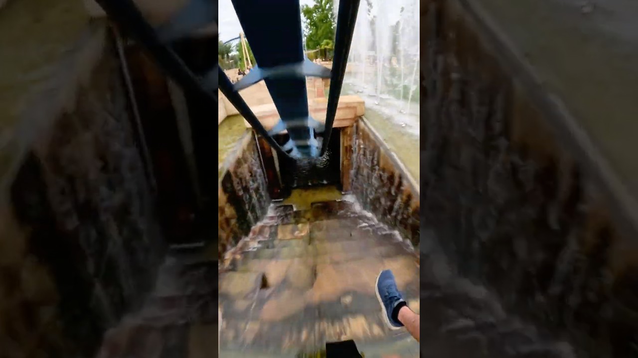 This coaster goes UNDERWATER right through a fountain show!