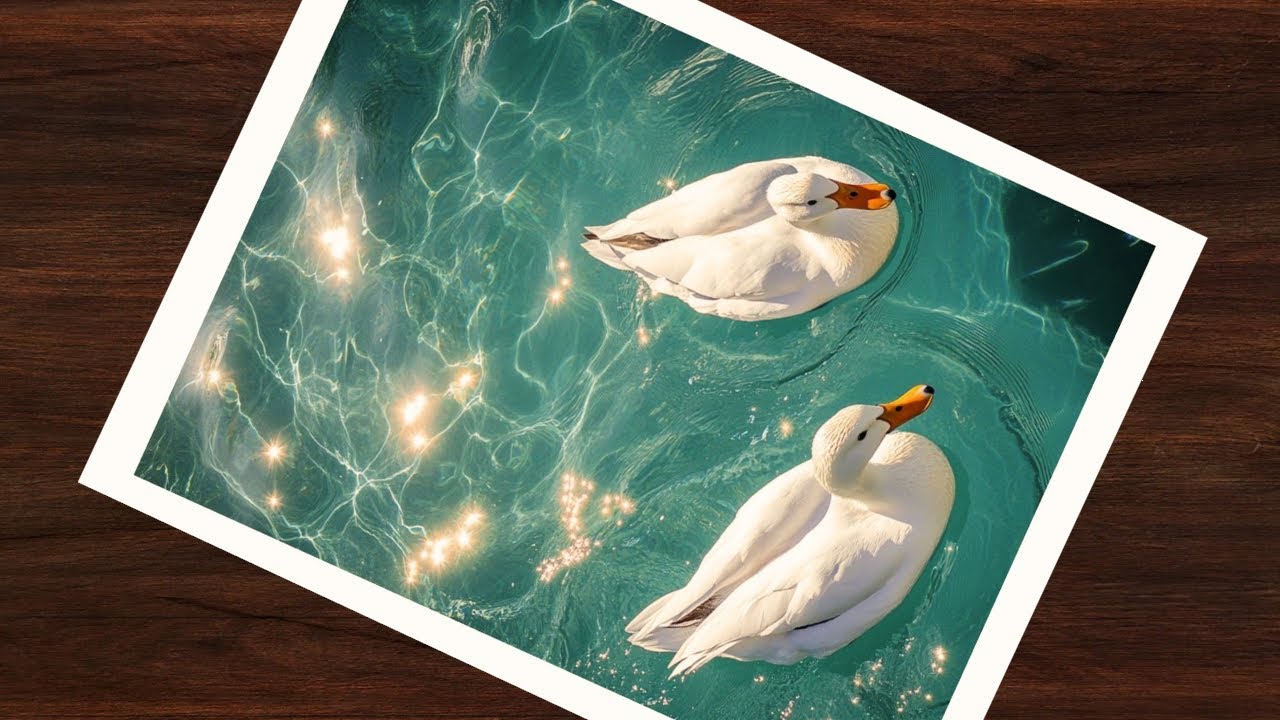 Watercolor Easy Sparkling Water And Duck Painting Tutorial