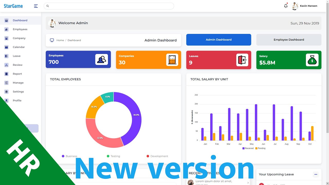 Отдел кадров (HR) | Шаблон администратора Bootstrap HTML