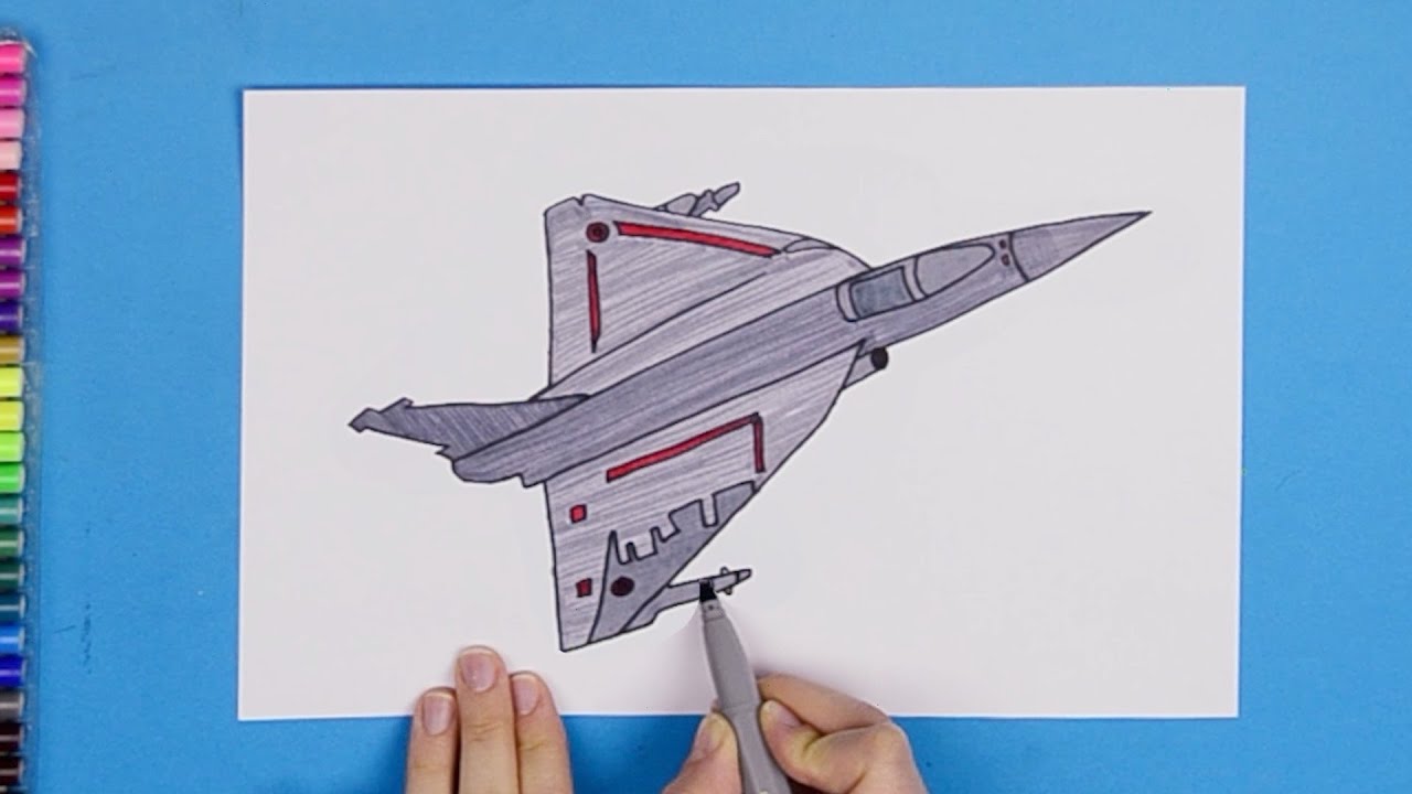 How to draw HAL Tejas LCA fighter jet