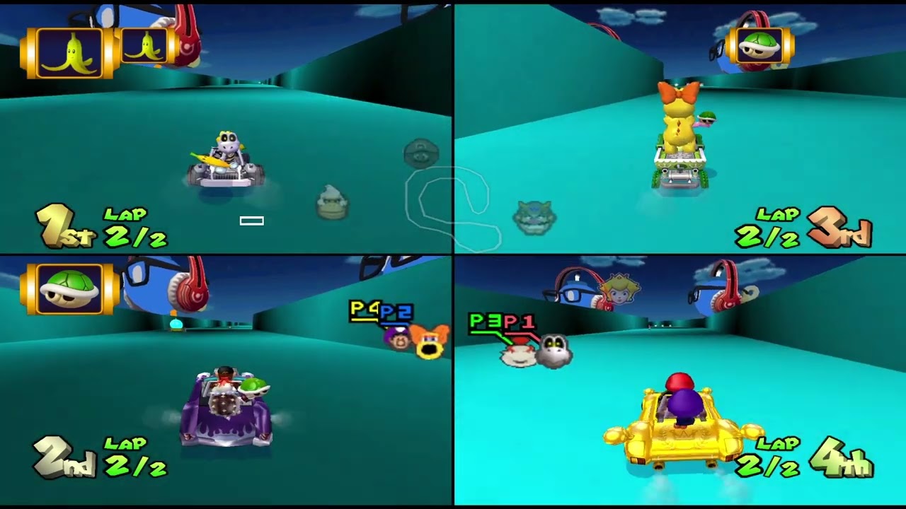 MARIO KART DOUBLE DASH 4-PLAYER GRAND PRIX TEST WITH CUSTOM TRACKS 1