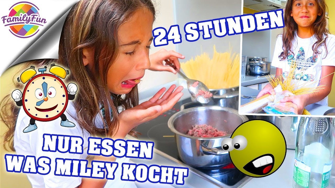 24 STUNDEN nur ESSEN was MILEY KOCHT 🤣🍛 zu KRASS? - Family Fun