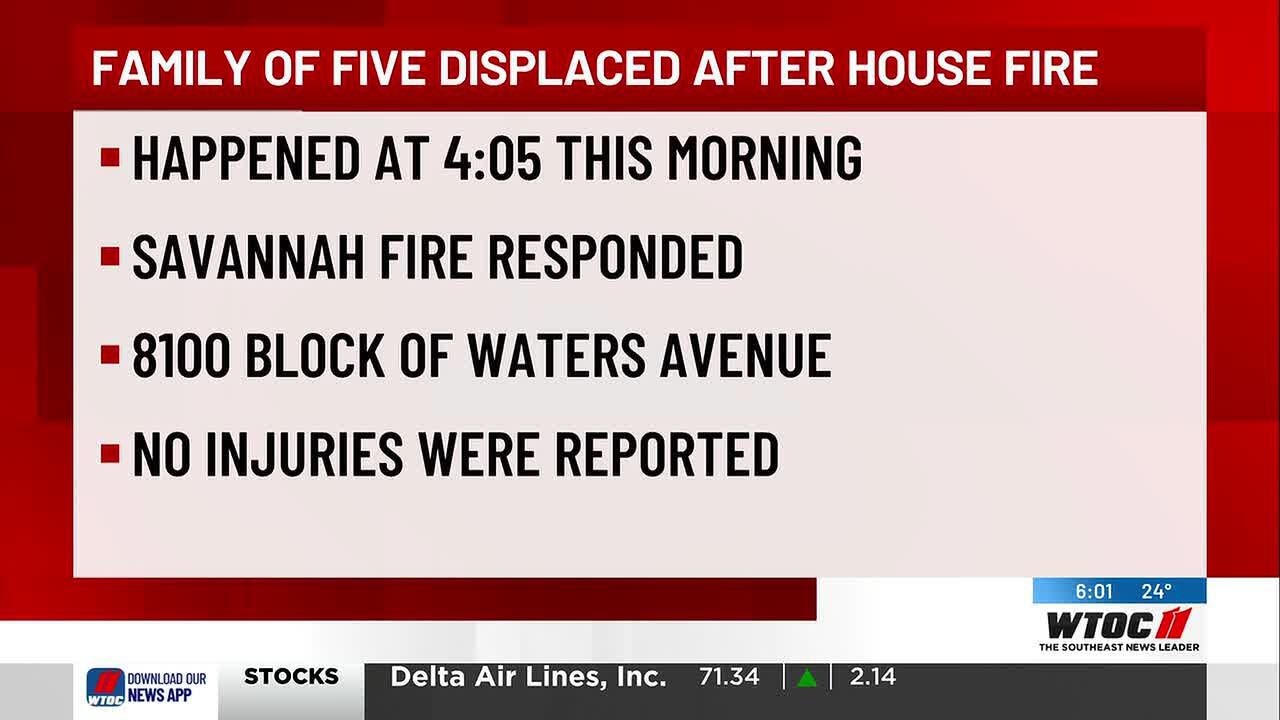 3 adult, 2 kids displaced after house fire in the 8100 block of Waters Avenue