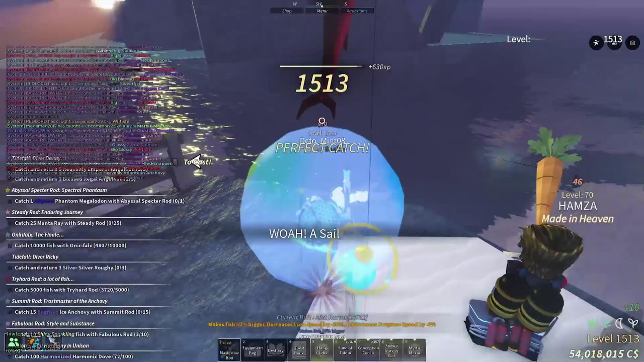 Fisch: Day 107 Grinding for the Mastery & Divine Secret & Admin abuse