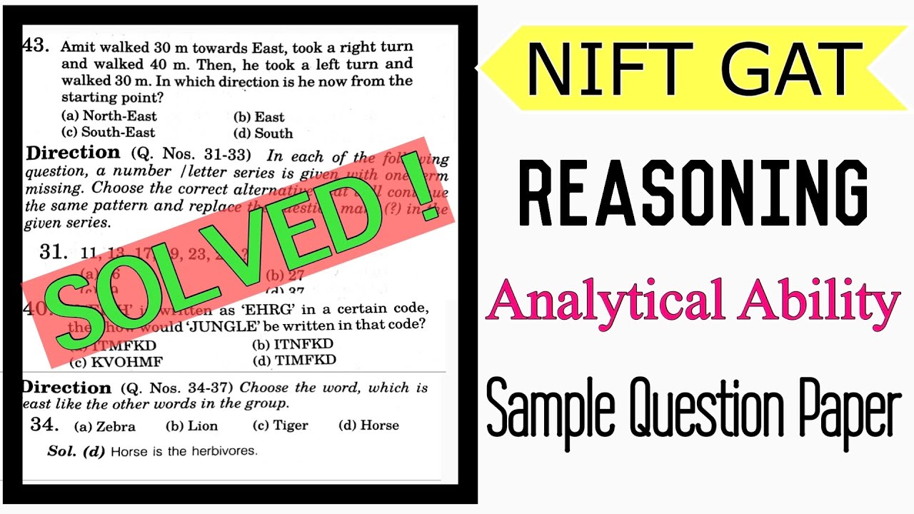 NIFT GAT ANALYTICAL ABILITY (Reasoning) SOLVED question paper | Part 2