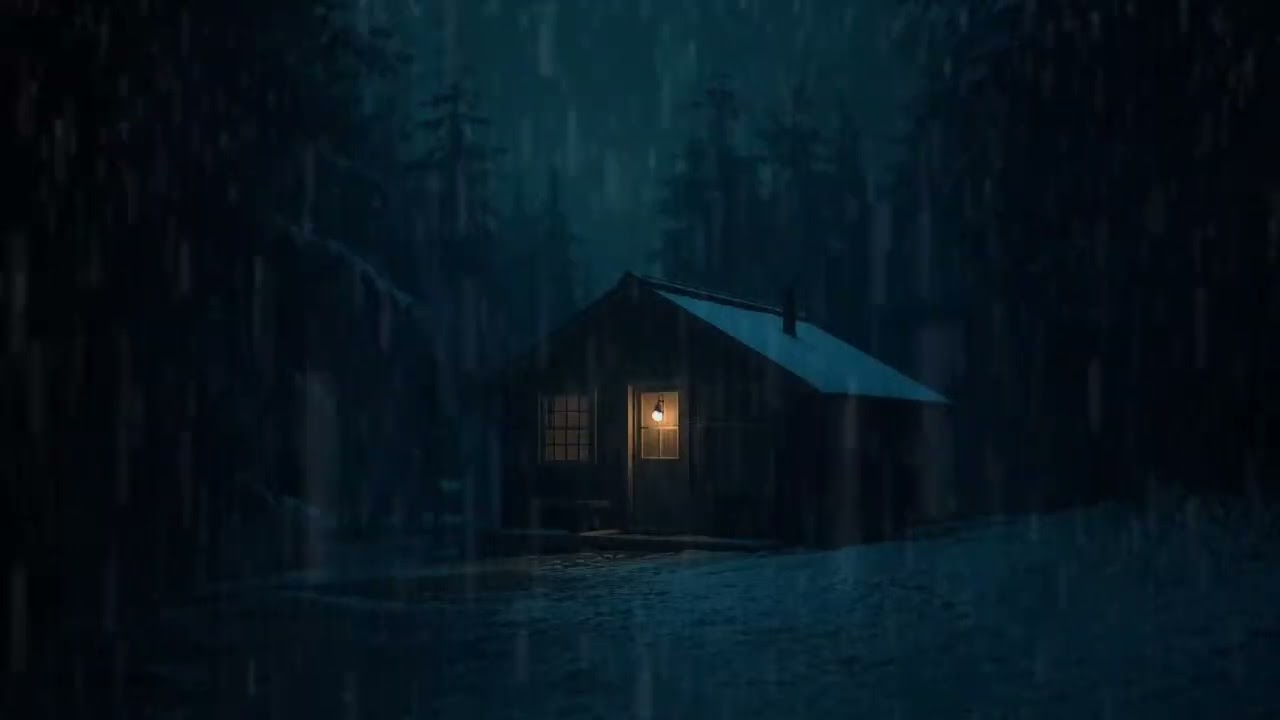 Peaceful Winter Rain at a Quiet Remote Cabin (No Ads) | Dark Room Deep Sleep