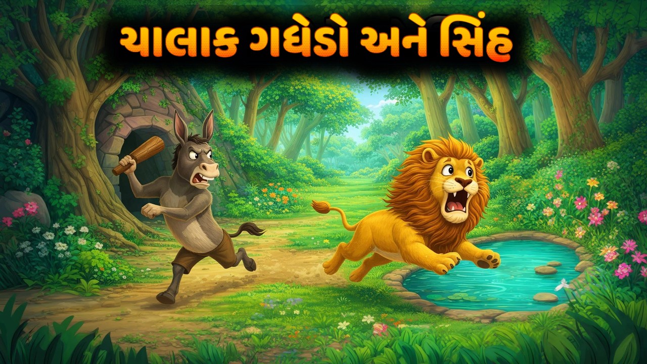 ચાલાક ગધેડો અને સિંહ | Chalak Gadhedo ane Sinh | Gujarati Bal Varta | Gujarati Cartoon Story