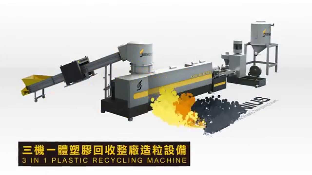 Waste Plastic Recycling Machine - 3in1 Die-face Pelletizing Plant | GENIUS