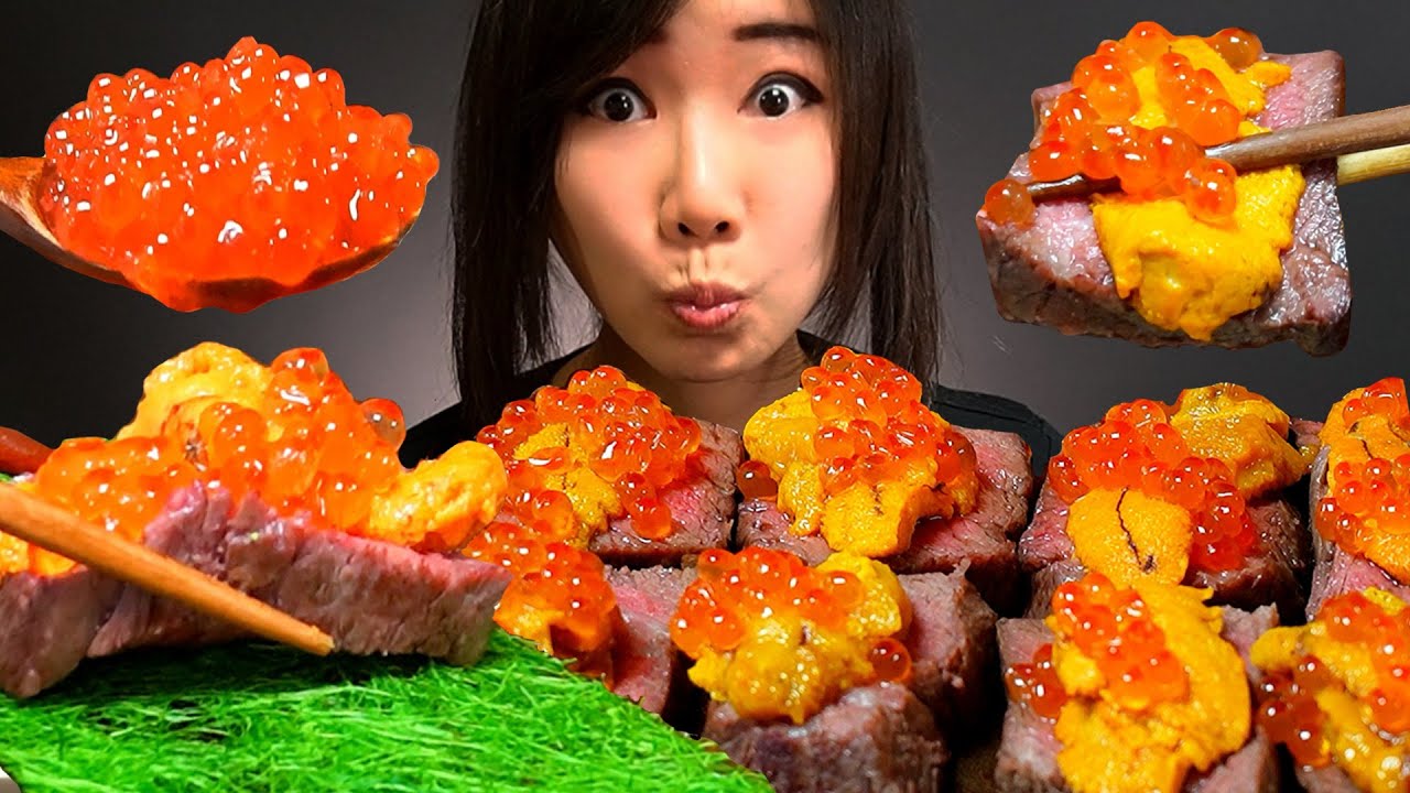 [ASMR] THE TRIPLE THREAT: SEA URCHIN, SALMON ROE, and WAGYU STEAK MUKBANG!