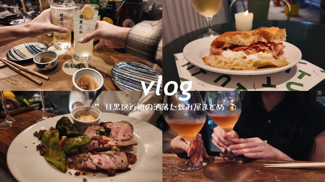 vlog.目黒区周辺の洒落たビストロ&居酒屋まとめ🥂パン飲み | 中華飲み | 今キテる居酒屋🏮| 学芸大学 | 恵比寿 