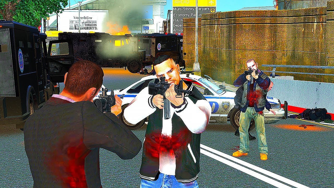 GTA 4: Niko, Johnny & Luis 6-Star Rampage at Alderney Police Station! | Epic Escape - # 2