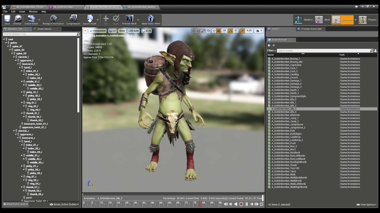 Goblin Bomber (animations for Unreal Engine 4)