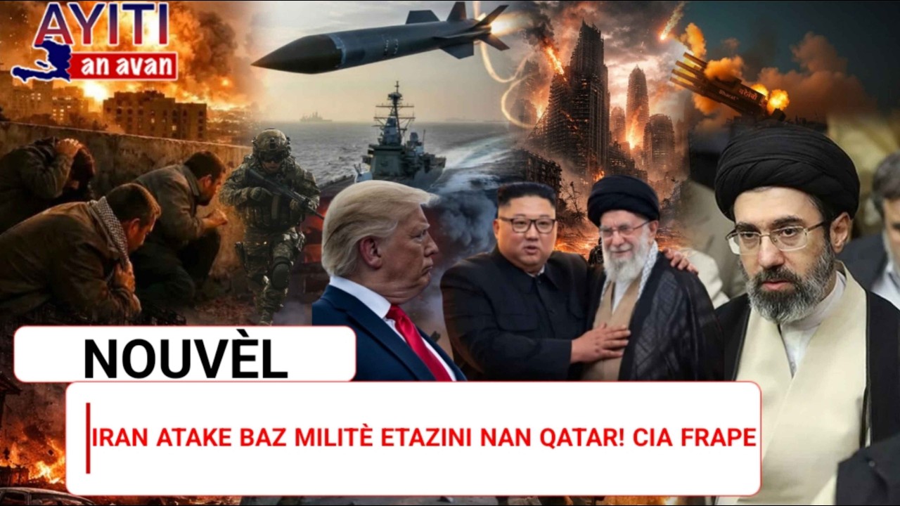 Iran bonbade ak misil pi gwo baz militè Etazini nan Qatar. Konsila Ameriken ak biwo CIA frape.