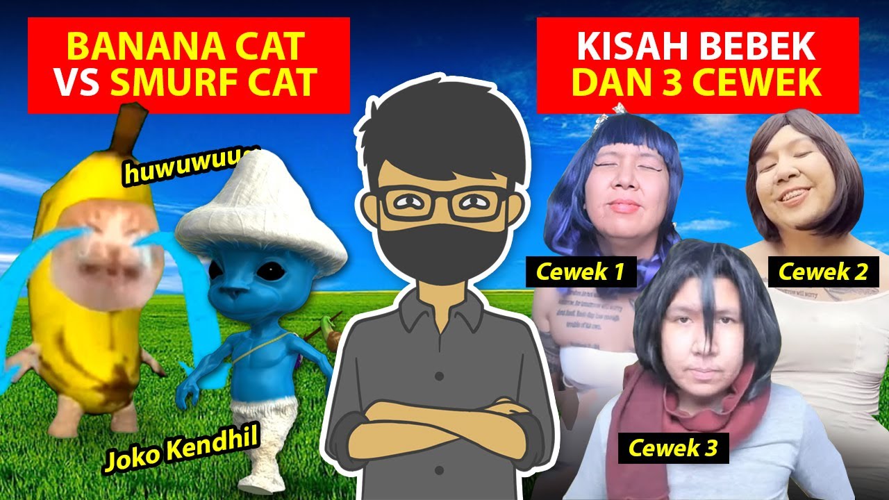 SMURF CAT VS BANANA CAT DAN KISAH TIGA CEWEK, NGAKAK BANGET!!